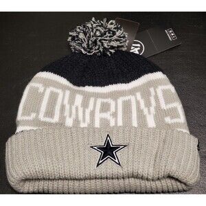 NFL Dallas Cowboys '47 Star Logo Men's Knit Beanie Cap Striped W/Pom NEW W/TAGS